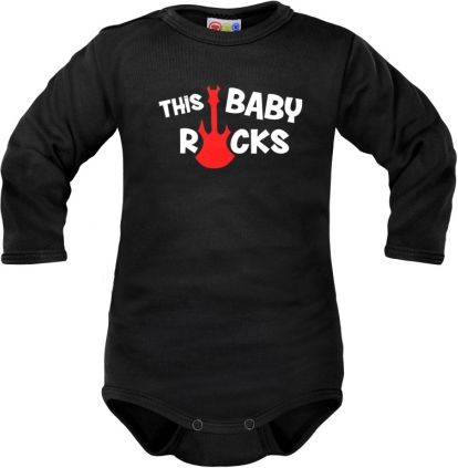 Body dlouhý rukáv Dejna This Baby Rocks - černé, vel. 86 - obrázek 1