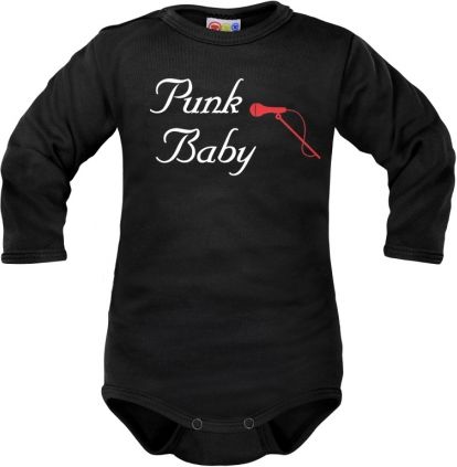 Body dlouhý rukáv Dejna Punk Baby - černé, vel. 74 - obrázek 1