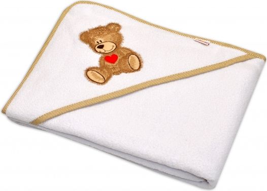 Froté osuška s kapucí Baby Nellys® 100x100cm Sweet dreams by TEDDY - bílá - obrázek 1