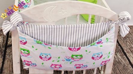 Baby Nellys Kapsář nejen na hračky Be Love - Sovičky růžové /šedé proužky - obrázek 1