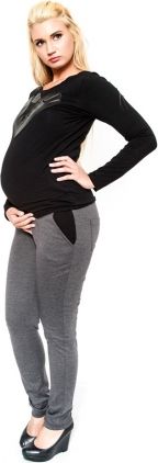 Těhotenské kalhoty  Be MaaMaa - Nina šedá, vel. M - obrázek 1