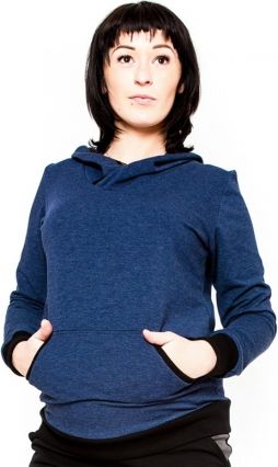 Be MaaMaa Těhotenská mikina s kapucí Vera - jeans - obrázek 1