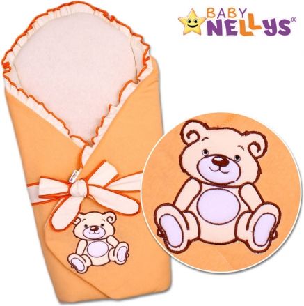 Baby Nellys Zavinovačka s výztuží Teddy Bear - jersey - losos/meruňka - obrázek 1