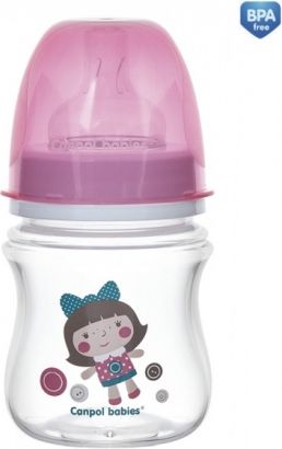 Antikoliková lahvička se širokým hrdlem Canpol Babies Easy Start - TOYS 120 ml - růžová - obrázek 1