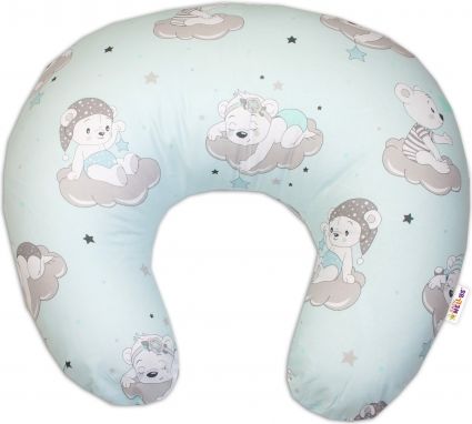 Bavlněný kojící polštář/podkova Baby Nellys, Mráček - mátový - obrázek 1