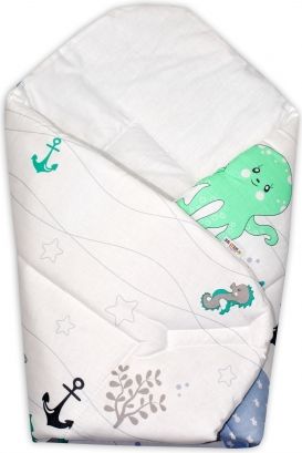 Baby Nellys  Novorozenecká zavinovačka Oceán, 75x75 cm - zelený - obrázek 1