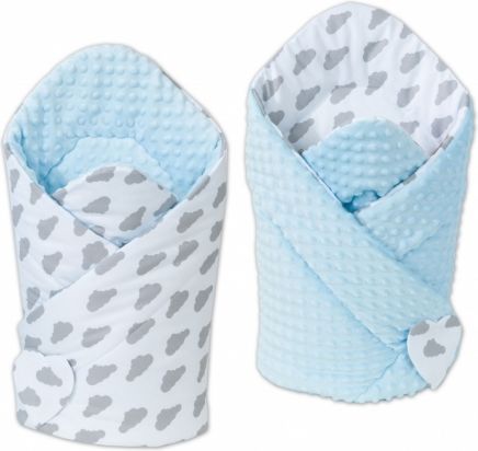 Mamo Tato Oboustranná zavinovačka Minky Baby - Mráčky šedé na bílém/ sv. modrá - obrázek 1