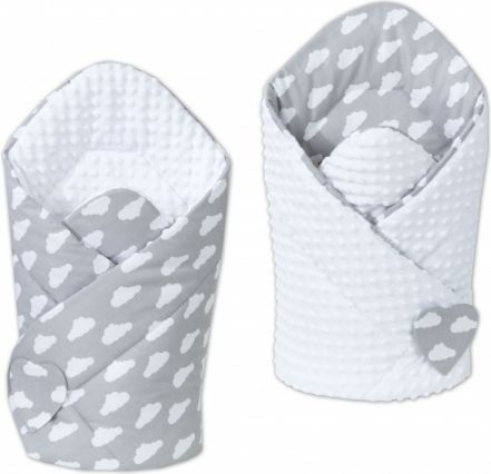 Mamo Tato Oboustranná zavinovačka Minky Baby - Mráčky bílé na šedém/ bílá - obrázek 1