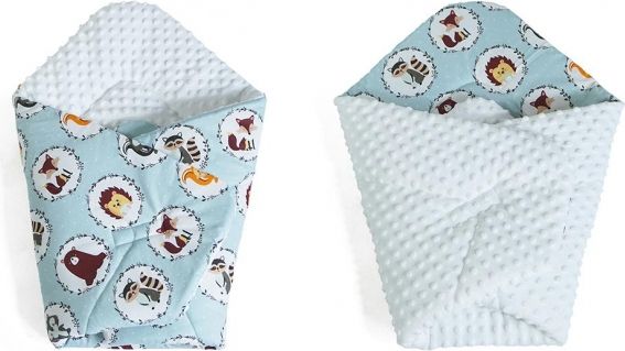Baby Nellys Oboustranná zavinovačka Minky - Zvířátka, Minky - bílá - obrázek 1
