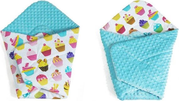Baby Nellys Oboustranná zavinovačka Minky - Sladkosti, Minky - sv. modrá - obrázek 1