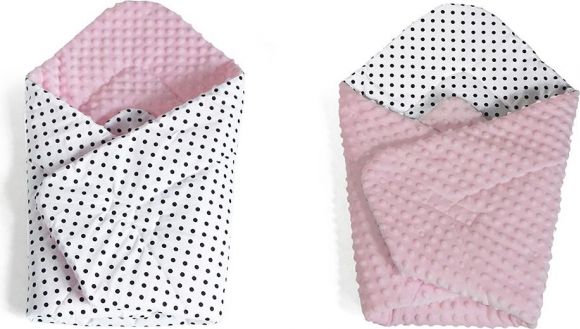 Baby Nellys Oboustranná zavinovačka Minky - Puntíky, Minky - růžová - obrázek 1