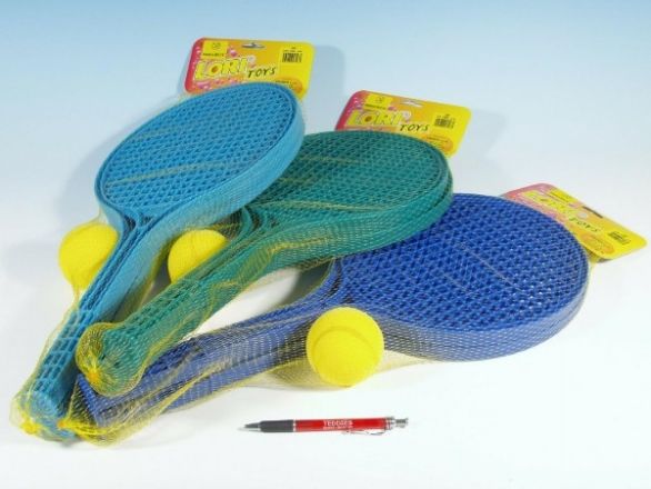 Soft tenis plast barevný+míček 53cm v síťce - obrázek 1