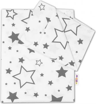 Baby Nellys 2-dílné bavlněné povlečení - Šedé hvězdy a hvězdičky - bílý, 135x100 cm - obrázek 1