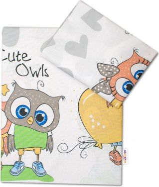 Baby Nellys 2-dílné bavlněné povlečení 135x100 cm, Cute Owls - šedé - obrázek 1