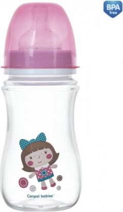 Antikoliková lahvička se širokým hrdlem Canpol Babies Easy Start - TOYS 240 ml - růžová - obrázek 1
