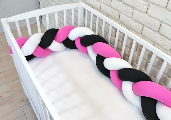 Baby Nellys Mantinel pletený cop - růžová, černá, bílá, B19 - obrázek 1