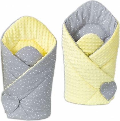 Mamo Tato Oboustranná zavinovačka Minky Baby - Mini hvězdičky bílé na šedém/ žlutá - obrázek 1