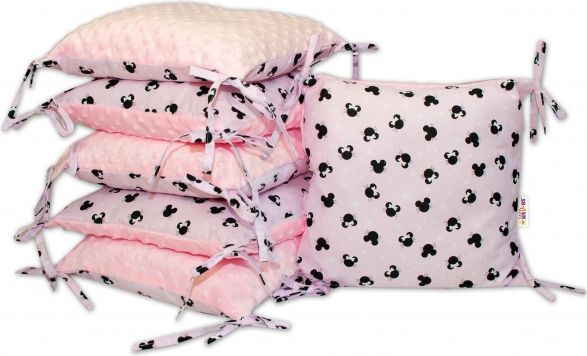Polštářkový mantinel Baby Nellys, Minnie, minky - růžová - obrázek 1