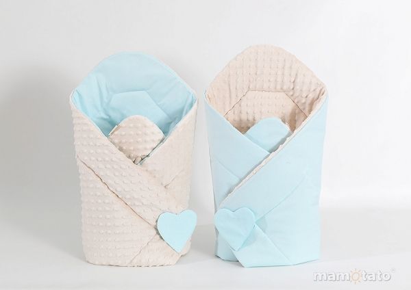 Mamo Tato Oboustranná zavinovačka Minky Baby - Tyrkysová/ béžová - obrázek 1