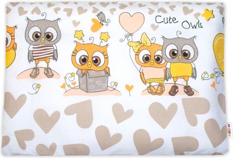 Baby Nellys  Povlak na polštářek Cute Owls, 40x60 cm - béžový - obrázek 1