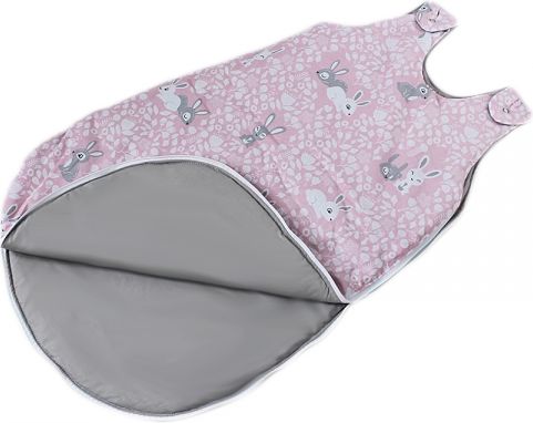 Baby Nellys Bavlněný spací vak Zajíčci - vnitřek šedý, 48x80cm - obrázek 1