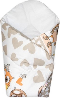 Baby Nellys Novorozenecká zavinovačka Cute Owls - béžová - obrázek 1
