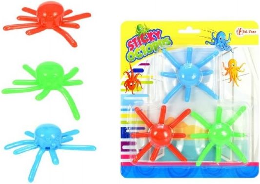 Chobotnice sliz lezoucí po skle 3ks plast 8cm na kartě - obrázek 1