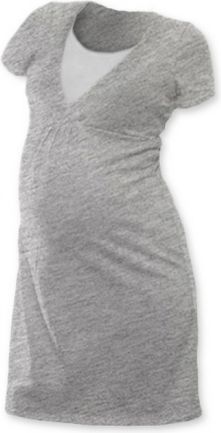 JOŽÁNEK Těhotenská, kojící noční košile JOHANKA krátký rukáv - šedý melír - obrázek 1