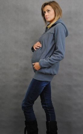 Be MaaMaa Těhotenská mikina s kapucí - grafit - obrázek 1