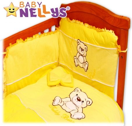 BABY NELLYS Povlečení do postýlky Teddy Bear - jersey - žluté - obrázek 1