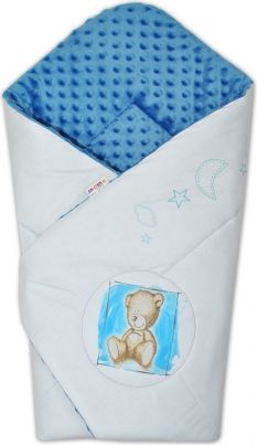 Baby Nellys Zavinovačka, bavlněná s minky 75x75cm by Teddy -  sv. modrá, modrá - obrázek 1