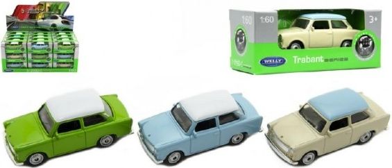 Auto Welly Trabant 1:60 kov 7cm asst mix barev volný chod v krabičce 36ks v boxu - obrázek 1