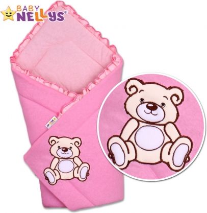 Baby Nellys Zavinovačka Teddy Bear  - velur - růžová - obrázek 1