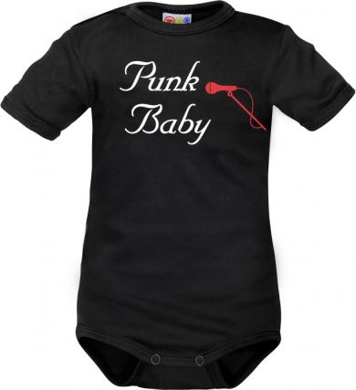 Body krátký rukáv Dejna Punk Baby - černé, vel. 74 - obrázek 1