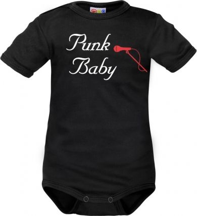 Body krátký rukáv Dejna Punk Baby - černé, vel. 74 - obrázek 1