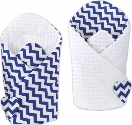 Mamo Tato Oboustranná zavinovačka Minky Baby - Zigzag tm. modrý/ bílá - obrázek 1