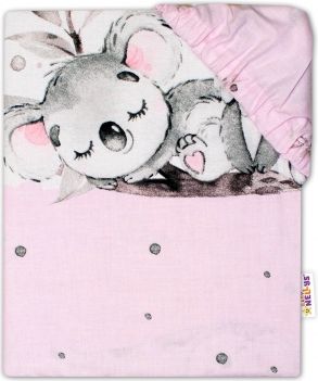 Baby Nellys Dětské bavlněné prostěradlo do postýlky - Medvídek Koala, růžové - obrázek 1