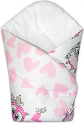 Novorozenecká zavinovačka Cute Animals, 75x75 cm, Baby Nellys - růžová - obrázek 1