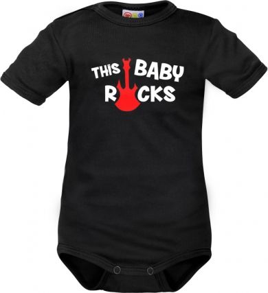Body krátký rukáv Dejna This Baby Rock - černé, vel. 68 - obrázek 1