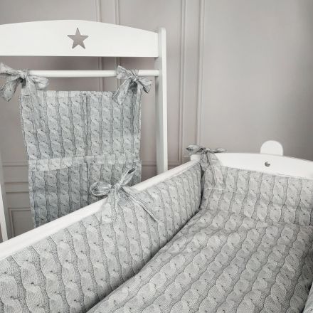 6-dílná sada do kolébky Baby Nellys, Pletený cop - šedá - obrázek 1