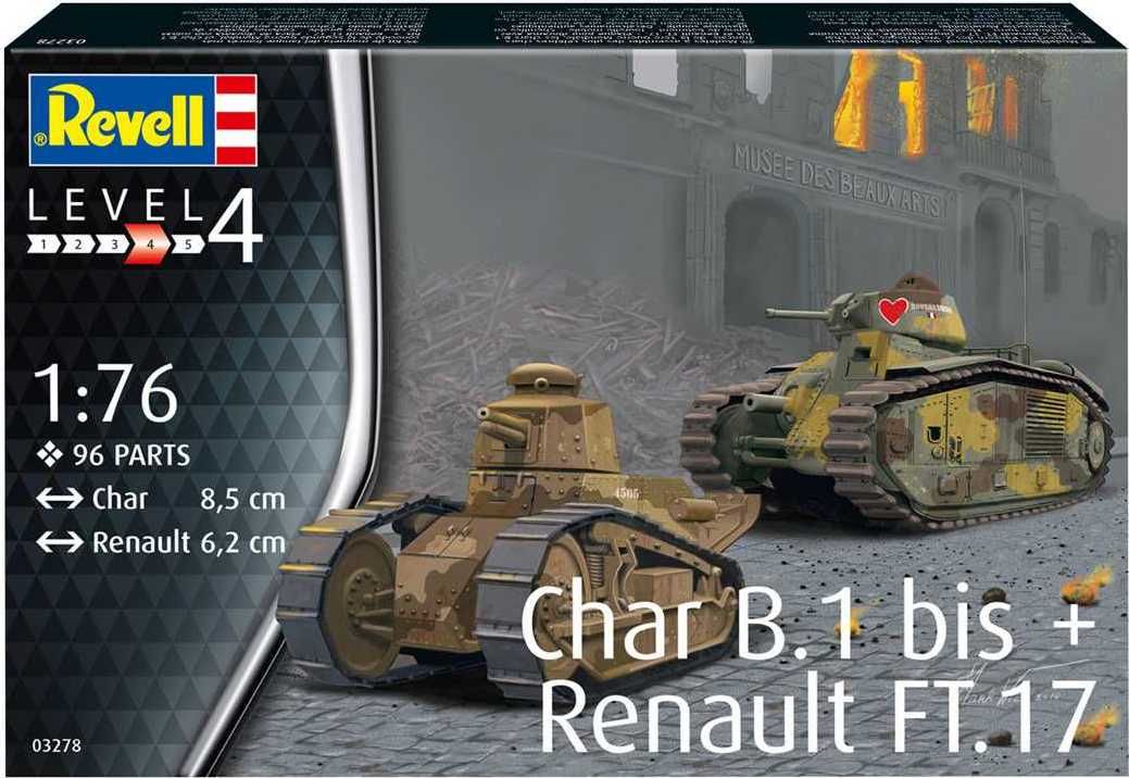 REVELL Plastic ModelKit military 03278 - Char B.1 bis & Renault FT.17 (1:76) - obrázek 3