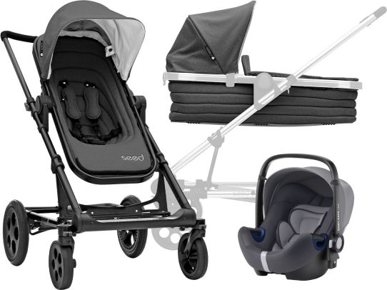 Seed SET Kočárek Papilio Black, Black/Dark Grey - obrázek 1