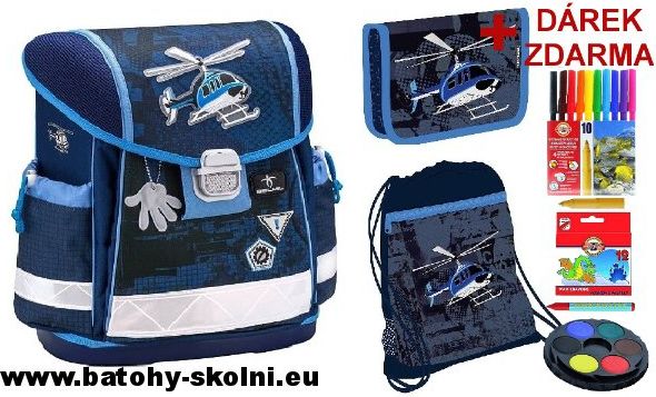 Školní aktovka Belmil 403-13 Vrtulník Helicopter 3 dílný set - obrázek 1