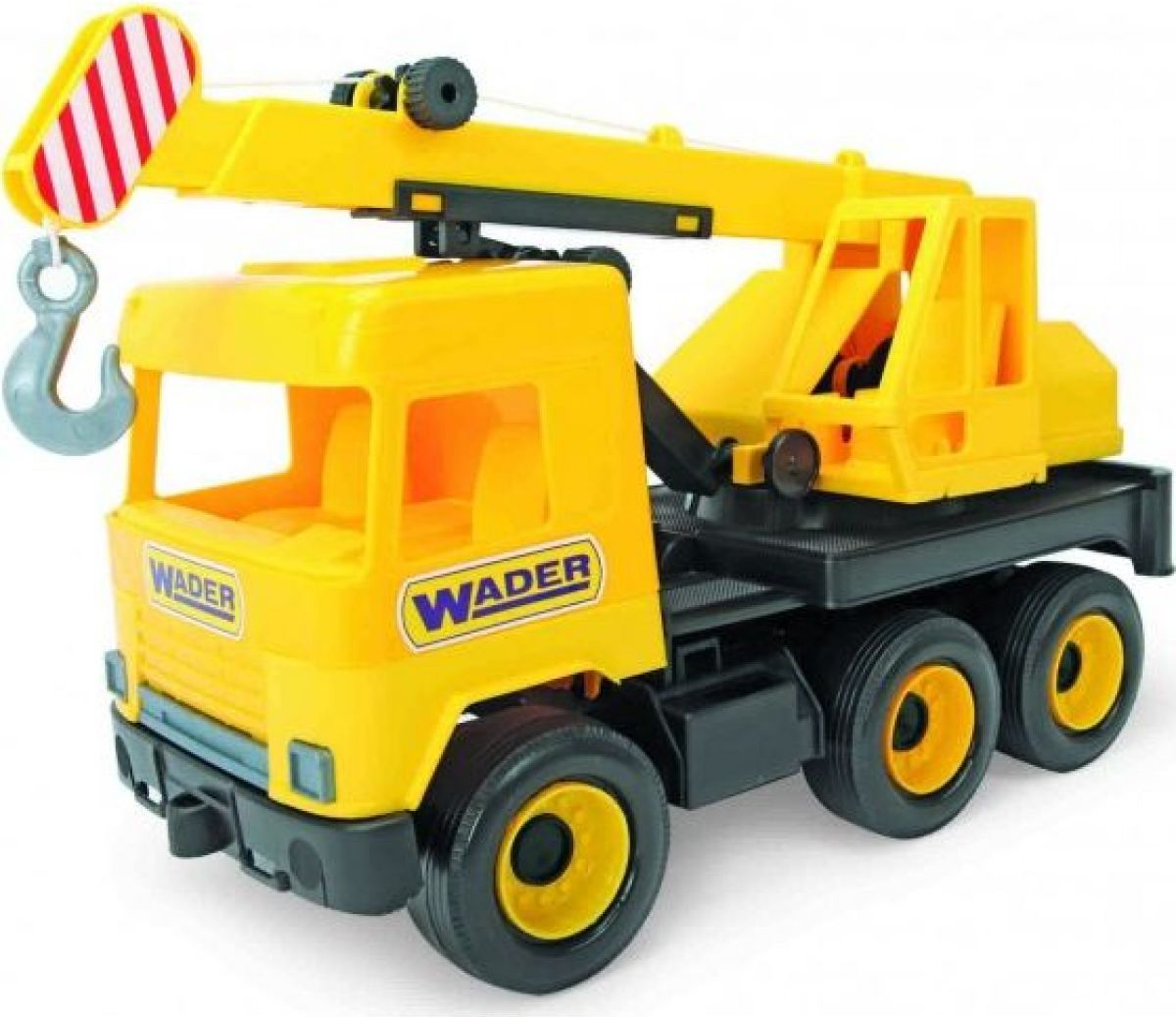 Wader Auto middle Truck jeřáb plast 40cm žlutý v krabici - obrázek 1