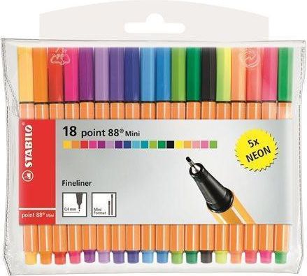 Fix - sada "Point 88 Mini Neon", 0,4 mm, STABILO , 18 různých barev, bal. 18 ks - obrázek 1