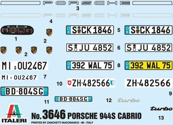 ITALERI Model Kit auto 3646 - Porsche 944 S Cabrio (1:24) - obrázek 4