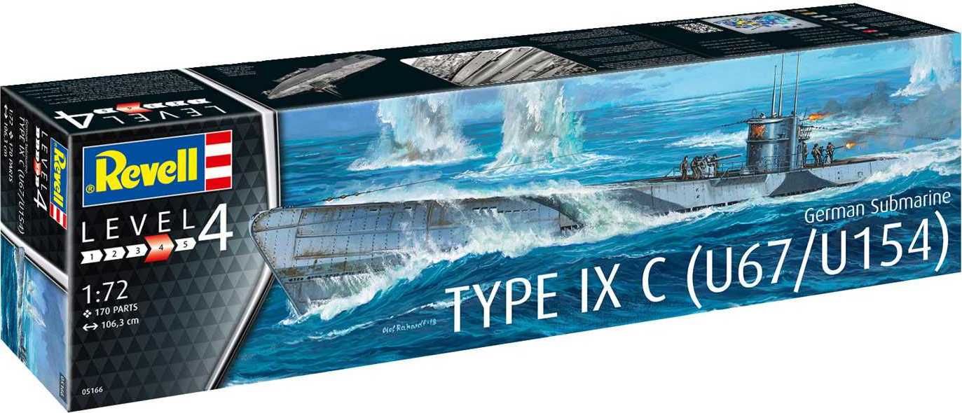 REVELL Plastic ModelKit ponorka 05166 - German Submarine Type IXC U67/U154 (1:72) - obrázek 1