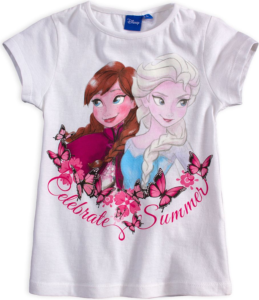 Dívčí tričko DISNEY FROZEN ANNA a ELSA SUMMER bílé Velikost: 128 - obrázek 1