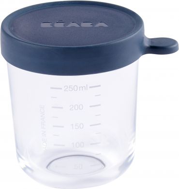 BEABA Kelímek na jídlo skleněný 250ml tmavě modrý - obrázek 1