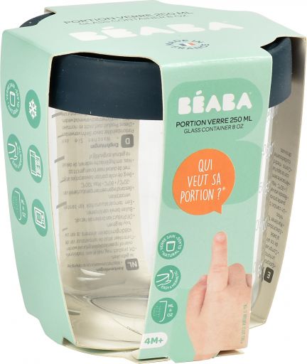BEABA Kelímek na jídlo skleněný 250ml tmavě modrý - obrázek 2